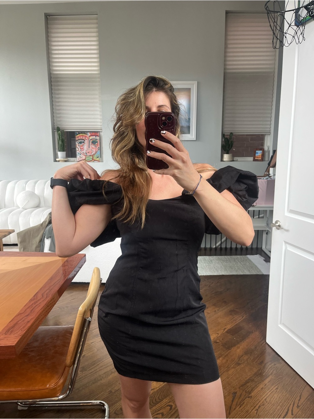 H&M Black Puff-Sleeve Mini Dress